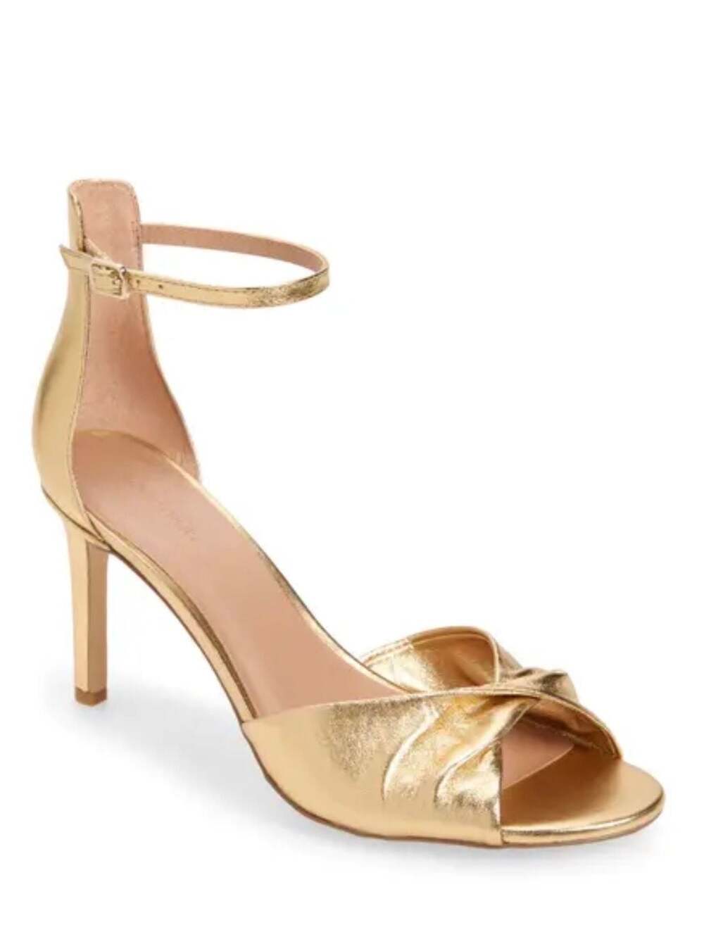 Nordstrom Metallic Anders Ankle Strap Heels in Gold Metallic Size